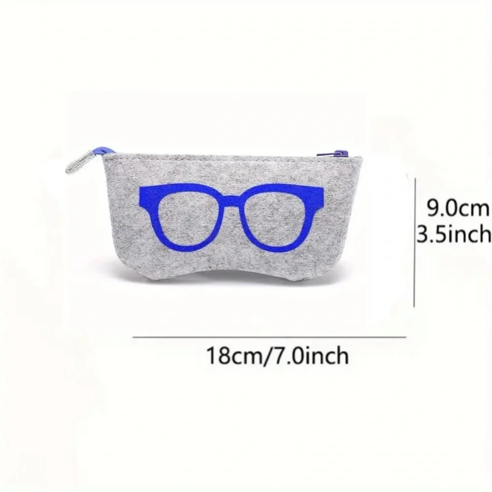 Glasses Pouch, NEW, Zip Top Fashion Glasses Case, Gray & Blue